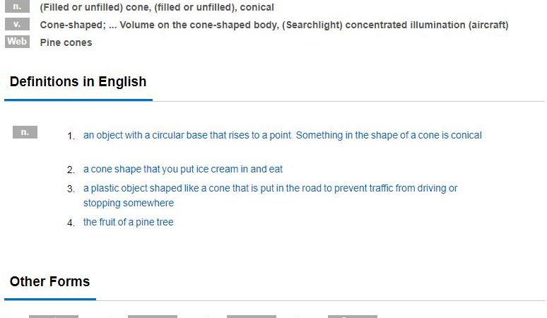 Meaning of Cone in English